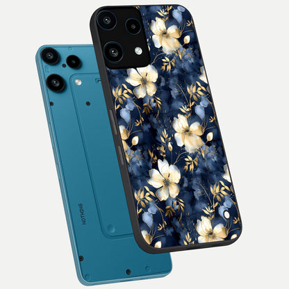  Golden Midnight Bloom phone case For Nothing Phone 3A Lite showing premium glass back cover with detailed artwork