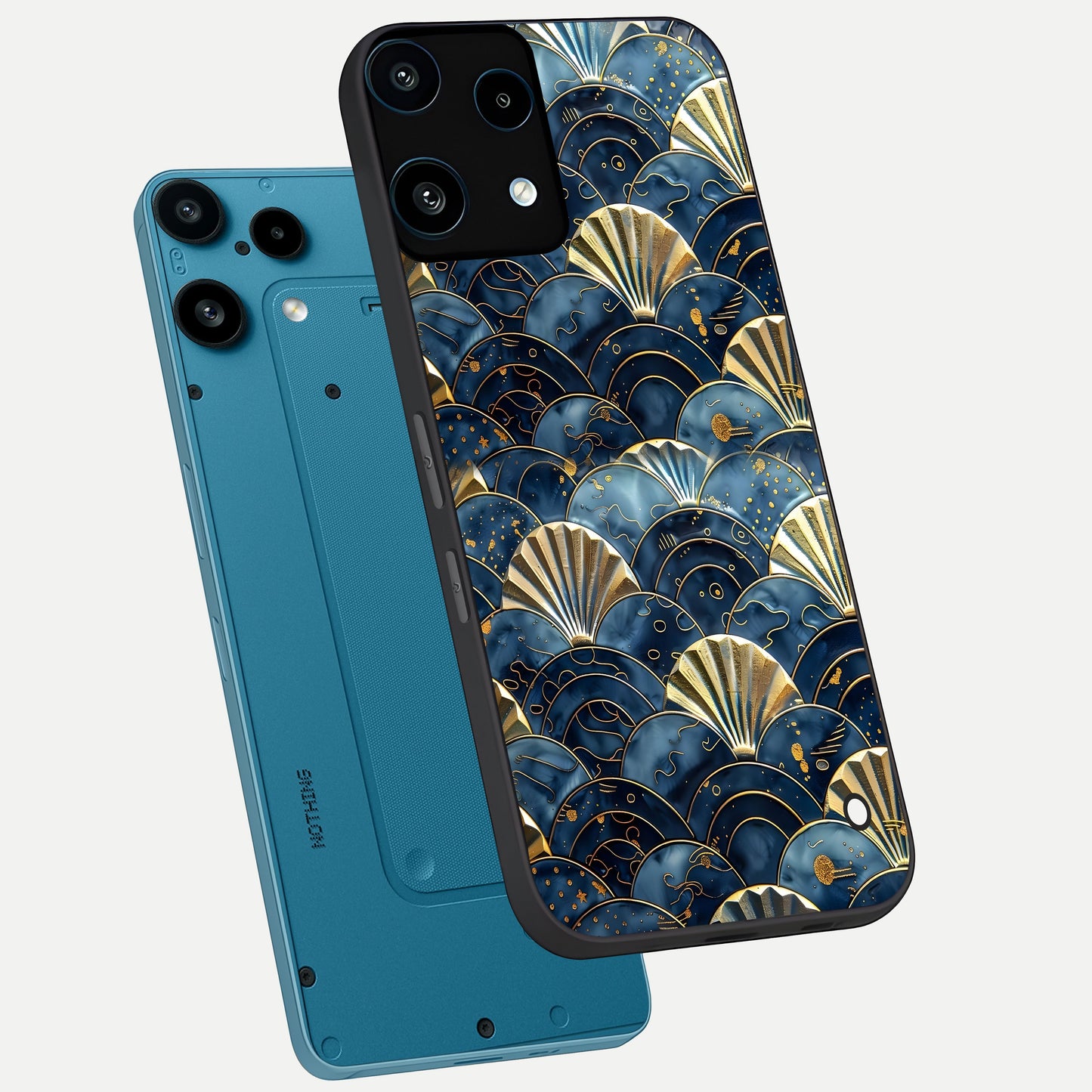  Golden Wave Luxe phone case For Nothing Phone 3A Lite showing premium glass back cover with detailed artwork