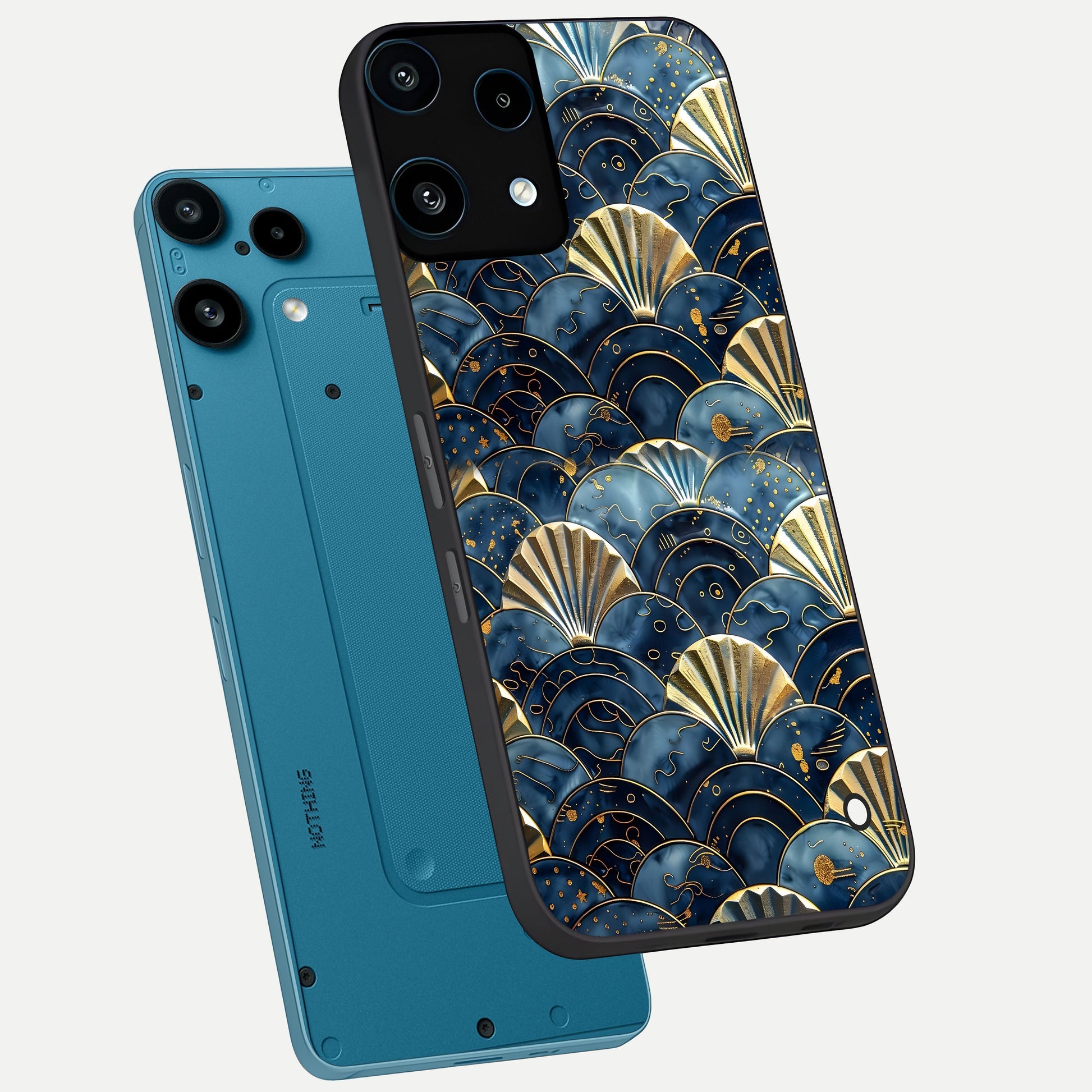  Golden Wave Luxe phone case For Nothing Phone 3A Lite showing premium glass back cover with detailed artwork