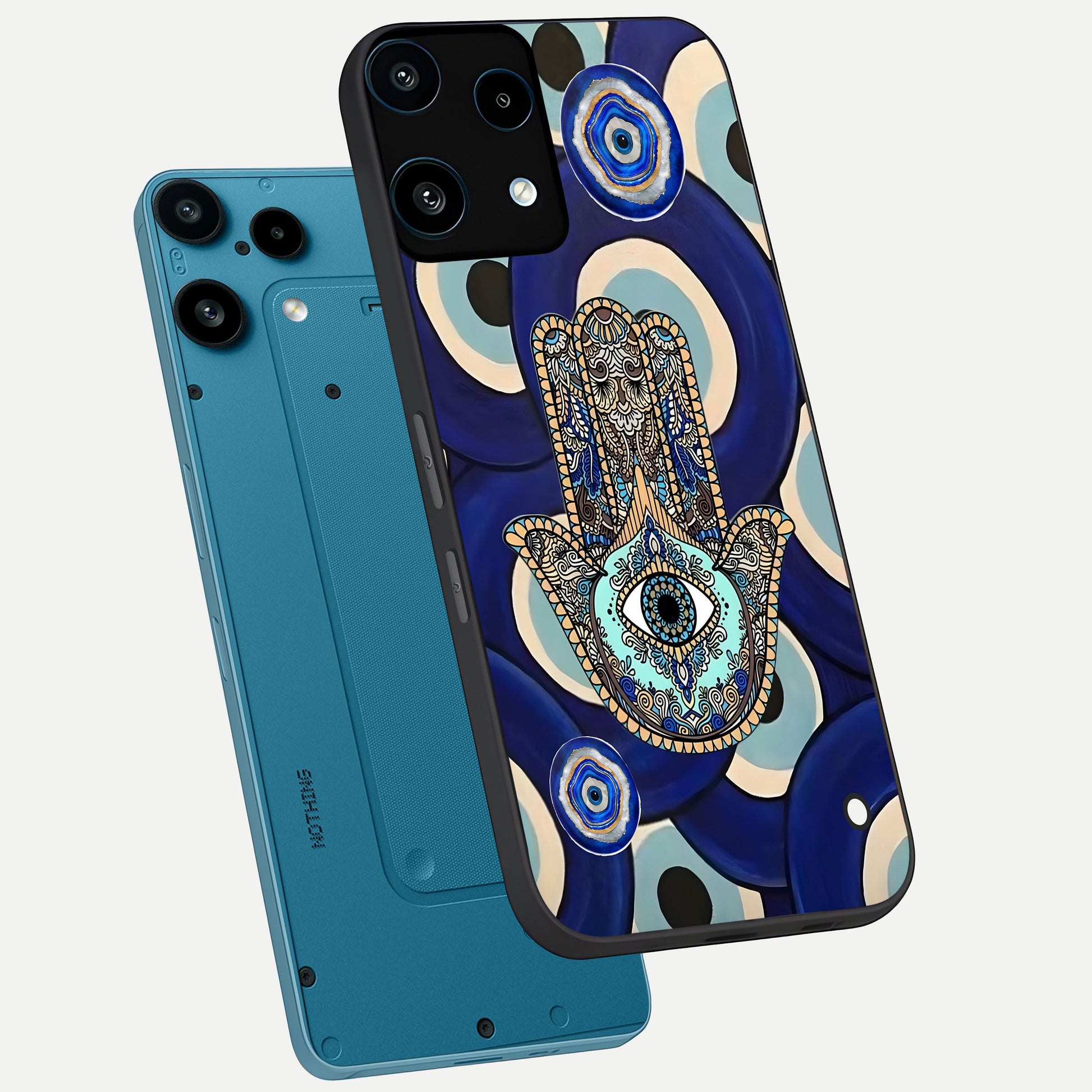  Hamsa Divine Guard phone case For Nothing Phone 3A Lite showing premium glass back cover with detailed artwork