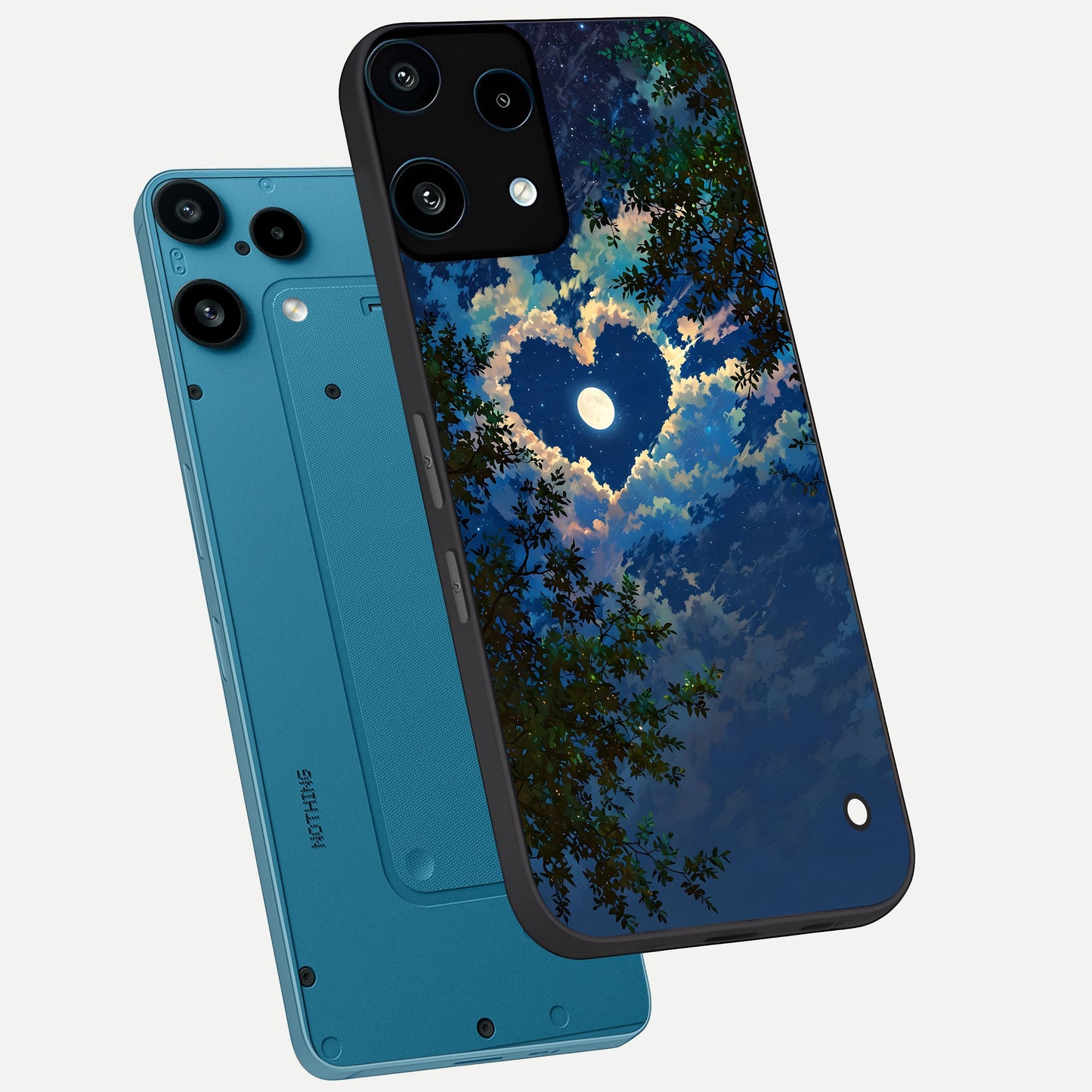  Heart With Moon Sky phone case For Nothing Phone 3A Lite showing premium glass back cover with detailed artwork