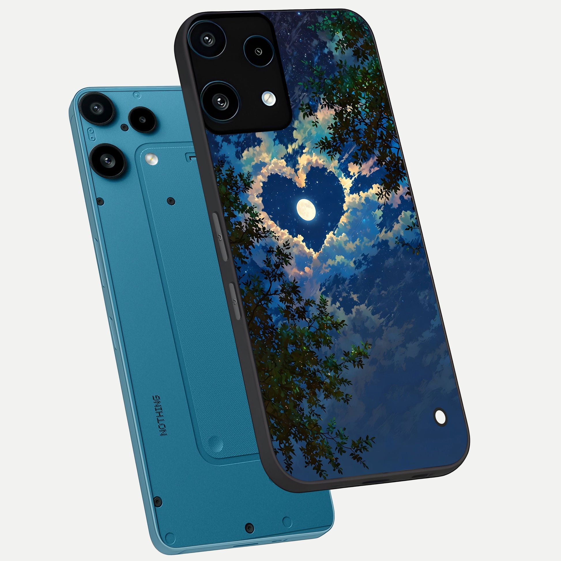  Heart With Moon Sky phone case For Nothing Phone 3A Lite showing premium glass back cover with detailed artwork