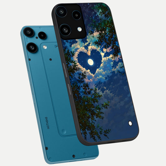  Heart With Moon Sky phone case For Nothing Phone 3A Lite showing premium glass back cover with detailed artwork