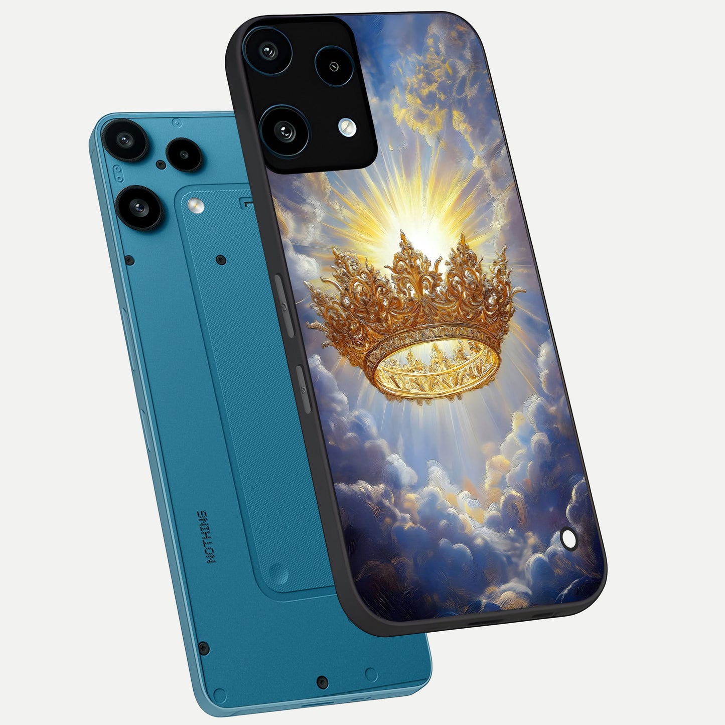  Heavenly Crown Light phone case For Nothing Phone 3A Lite showing premium glass back cover with detailed artwork