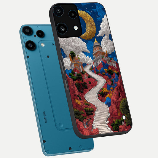  Heavenly Moon Path phone case For Nothing Phone 3A Lite showing premium glass back cover with detailed artwork