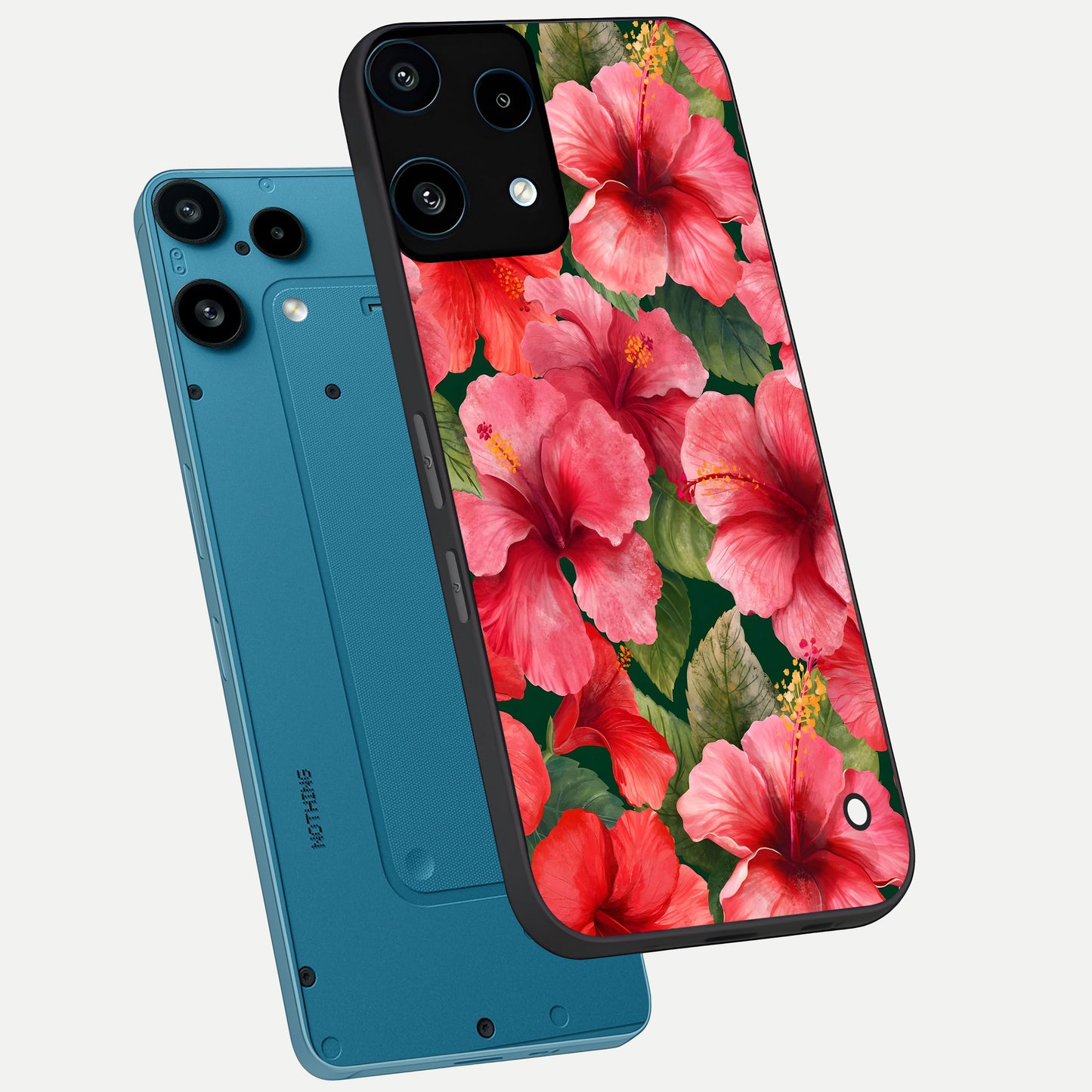  Hibiscus Pattern phone case For Nothing Phone 3A Lite showing premium glass back cover with detailed artwork