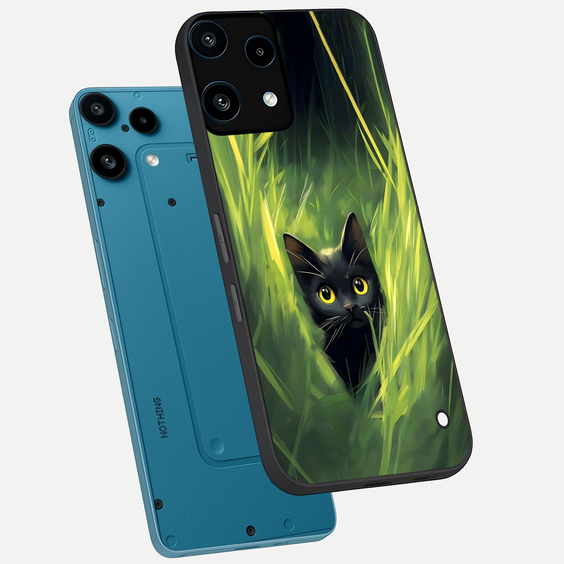  Hidden Cat Whisper phone case For Nothing Phone 3A Lite showing premium glass back cover with detailed artwork