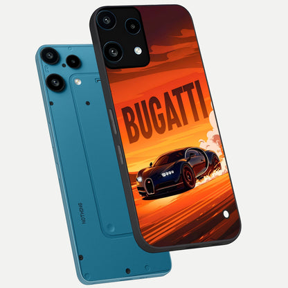  Inferno Bugatti Storm phone case For Nothing Phone 3A Lite showing premium glass back cover with detailed artwork