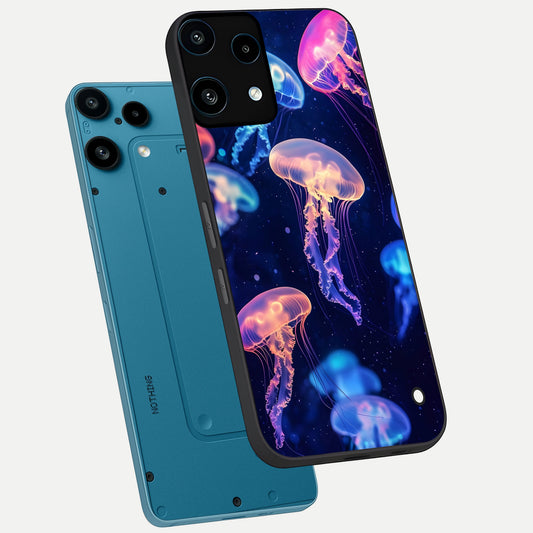  Jellyfish Pattern phone case For Nothing Phone 3A Lite showing premium glass back cover with detailed artwork
