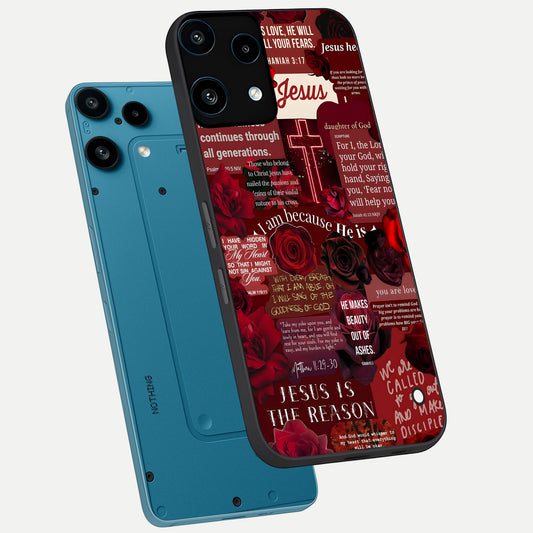  Jesus Love Heals phone case For Nothing Phone 3A Lite showing premium glass back cover with detailed artwork