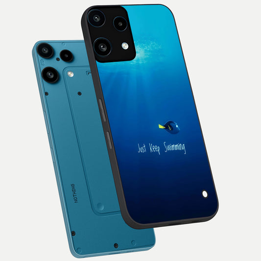  Just Keep Swimming phone case For Nothing Phone 3A Lite showing premium glass back cover with detailed artwork