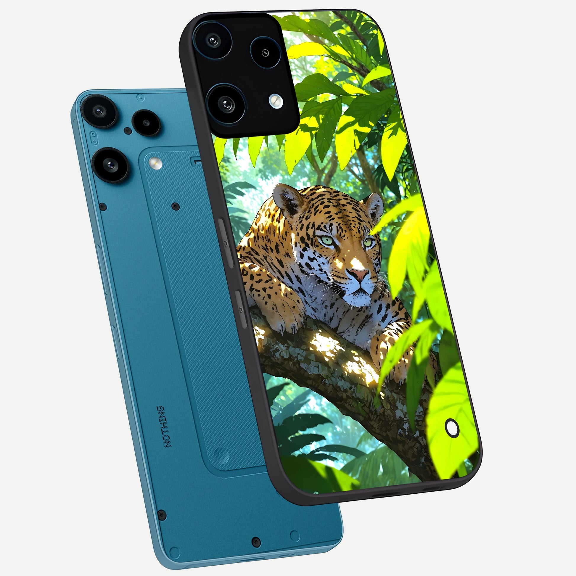  Leopard in Jungle phone case For Nothing Phone 3A Lite showing premium glass back cover with detailed artwork