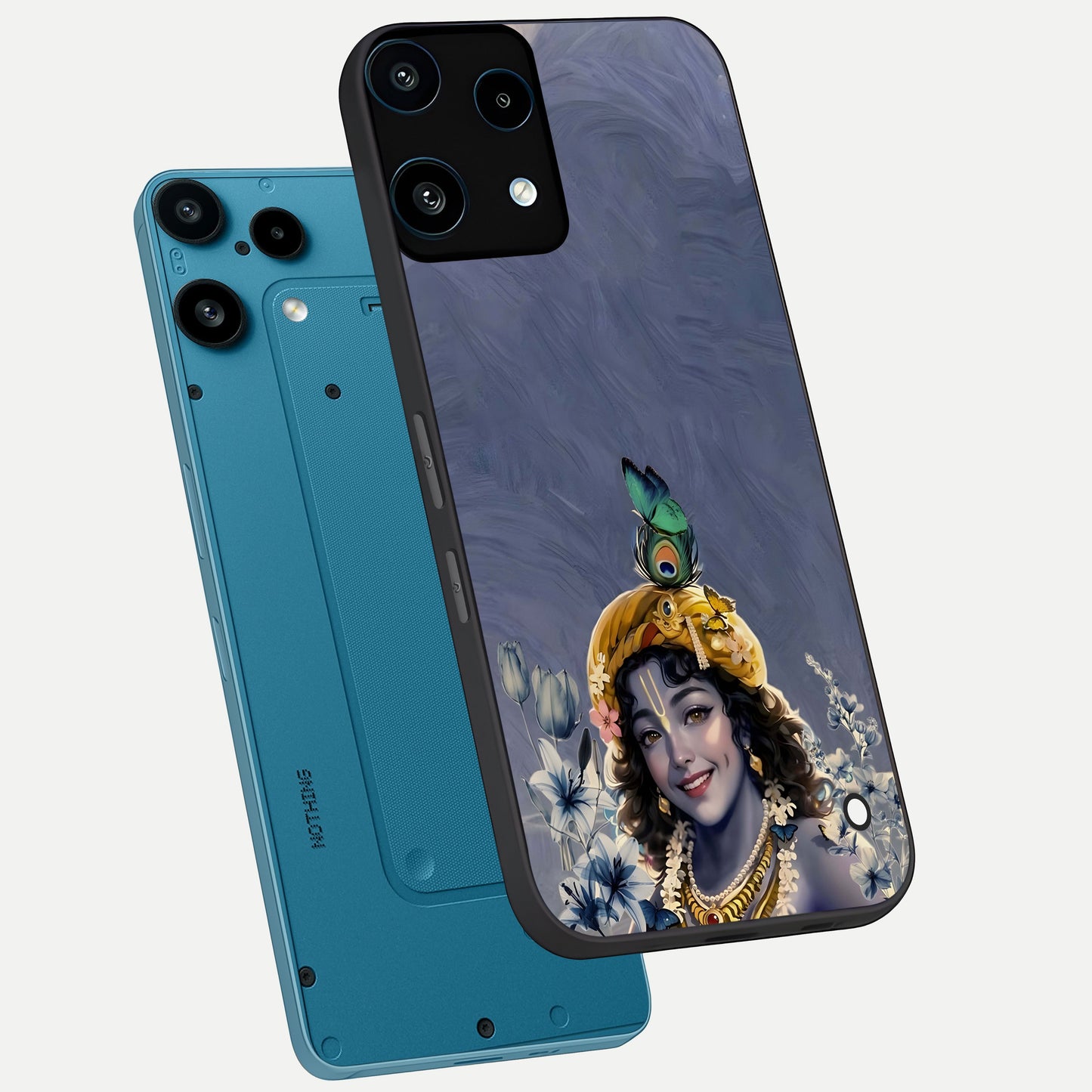  Lord Krishna phone case For Nothing Phone 3A Lite showing premium glass back cover with detailed artwork