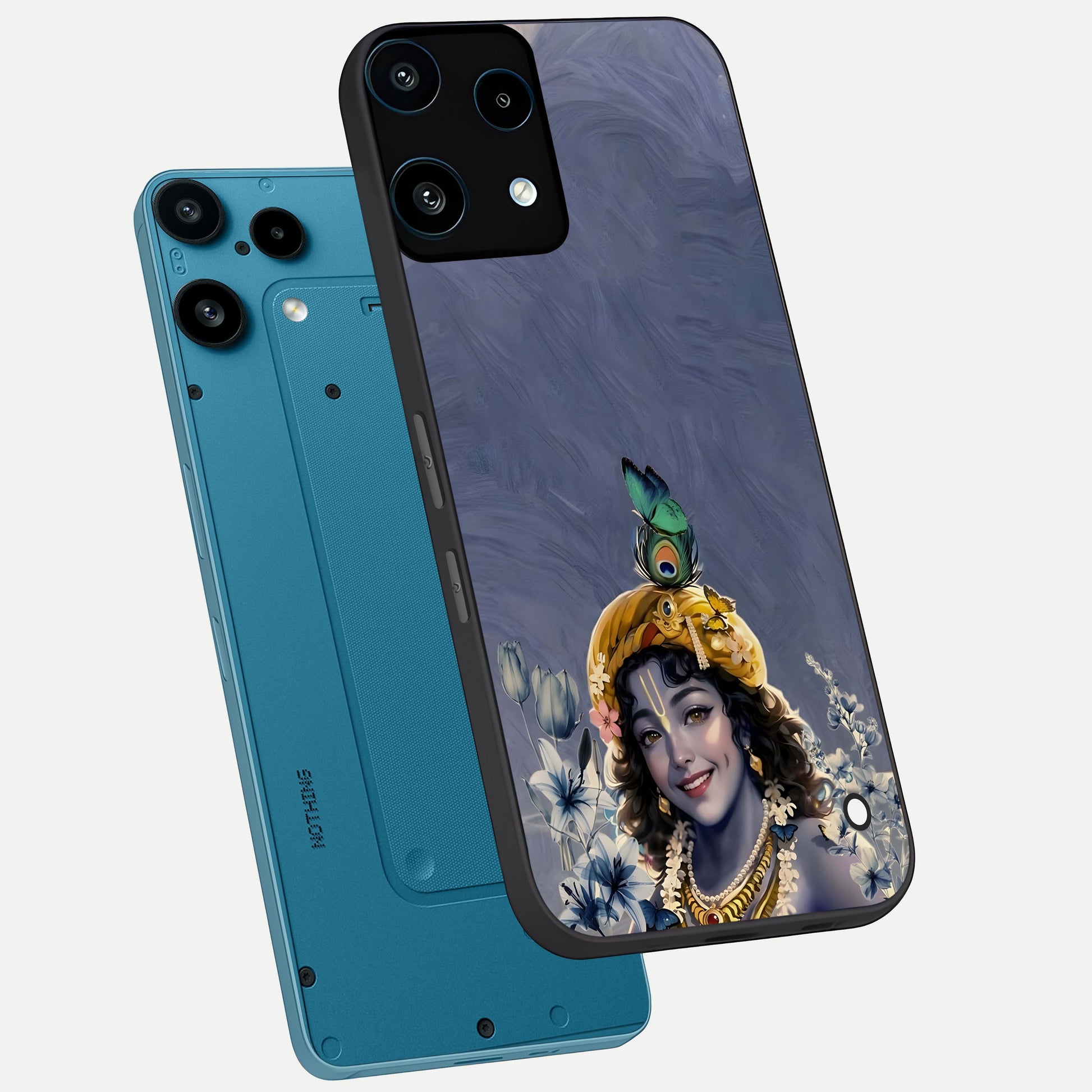  Lord Krishna phone case For Nothing Phone 3A Lite showing premium glass back cover with detailed artwork