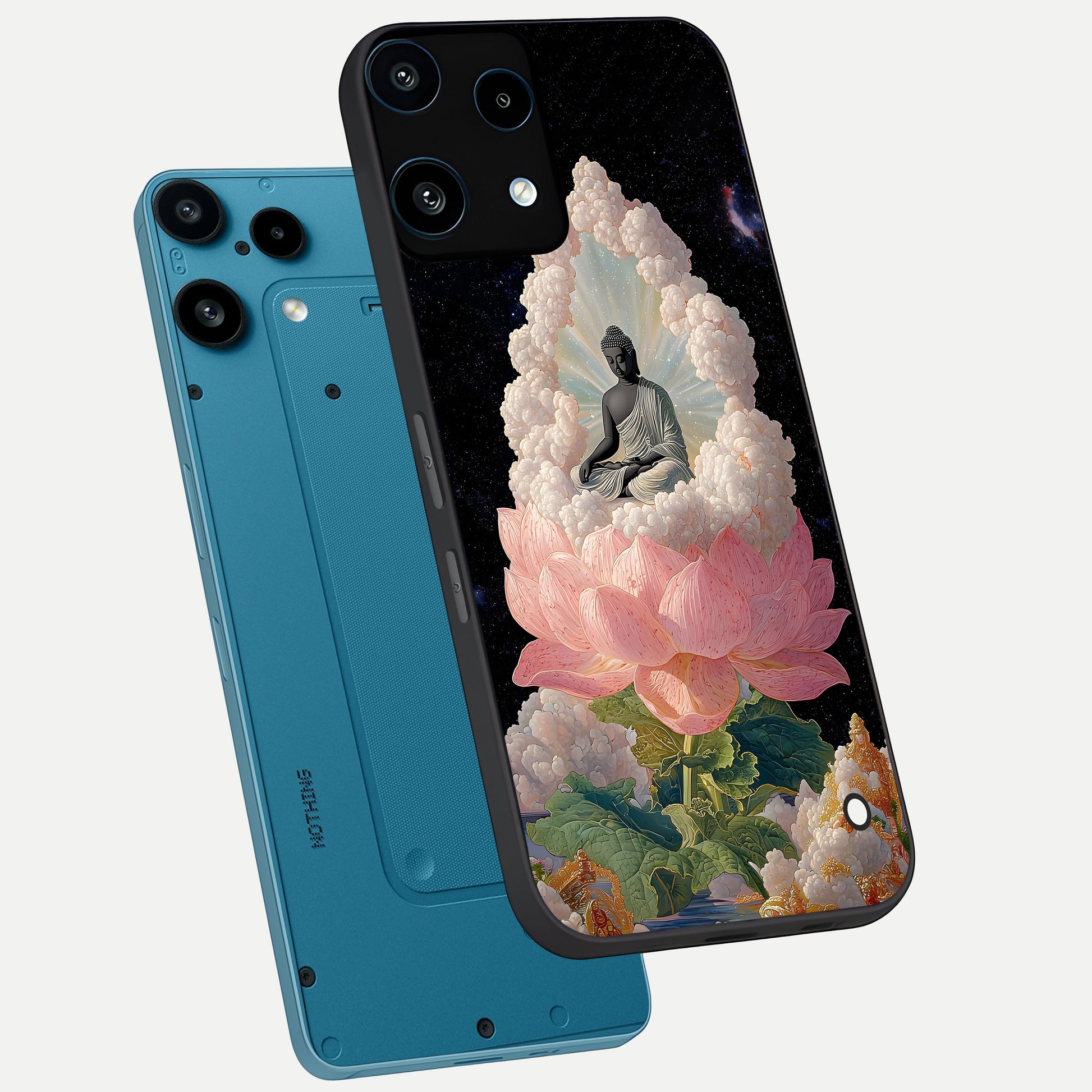  Lotus Divine Peace phone case For Nothing Phone 3A Lite showing premium glass back cover with detailed artwork