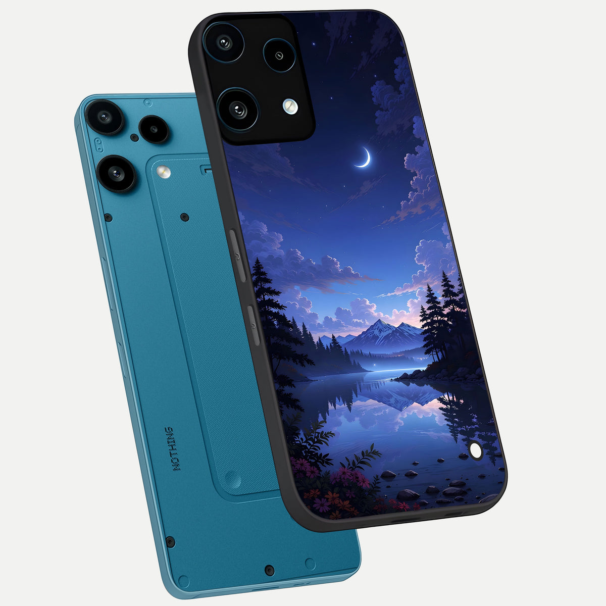  Midnight Lake Peace phone case For Nothing Phone 3A Lite showing premium glass back cover with detailed artwork
