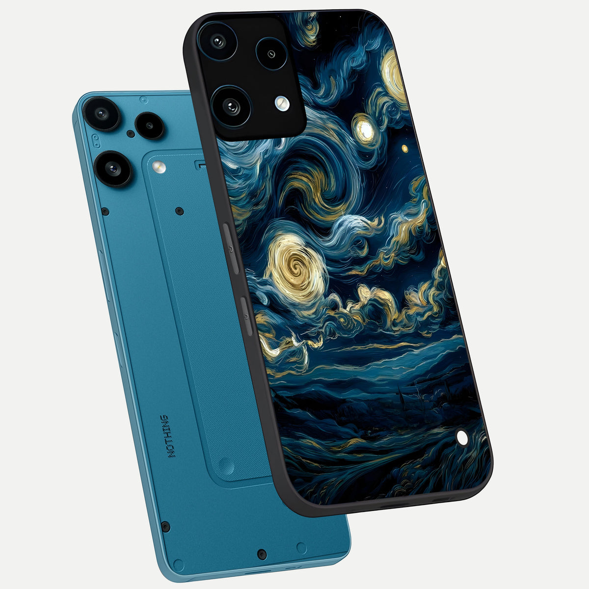  Midnight Sky Whirl phone case For Nothing Phone 3A Lite showing premium glass back cover with detailed artwork