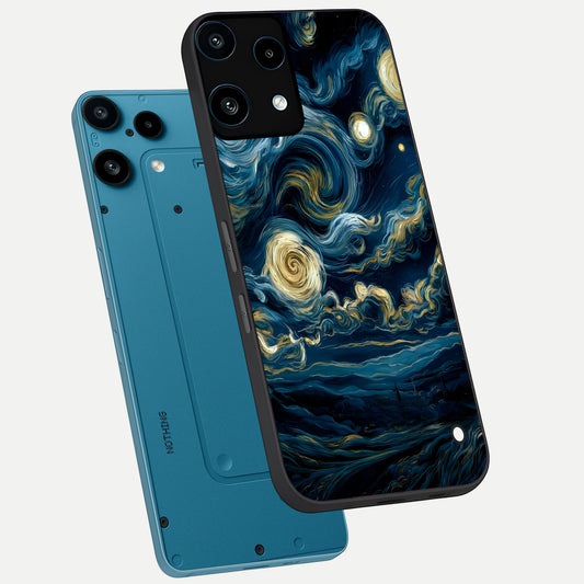  Midnight Sky Whirl phone case For Nothing Phone 3A Lite showing premium glass back cover with detailed artwork