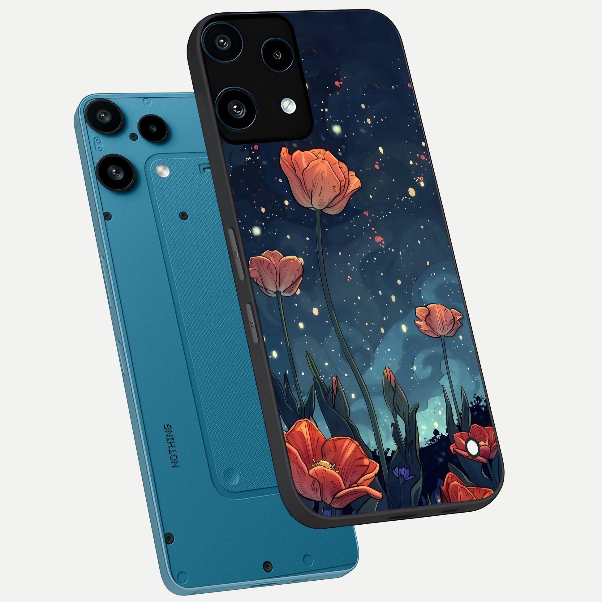  Midnight Tulip Glow phone case For Nothing Phone 3A Lite showing premium glass back cover with detailed artwork
