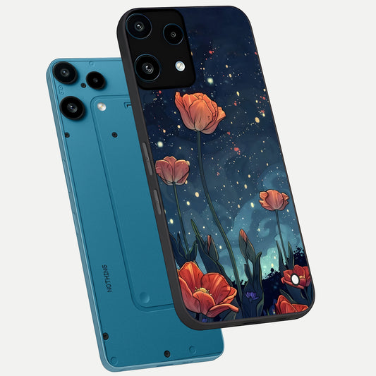  Midnight Tulip Glow phone case For Nothing Phone 3A Lite showing premium glass back cover with detailed artwork