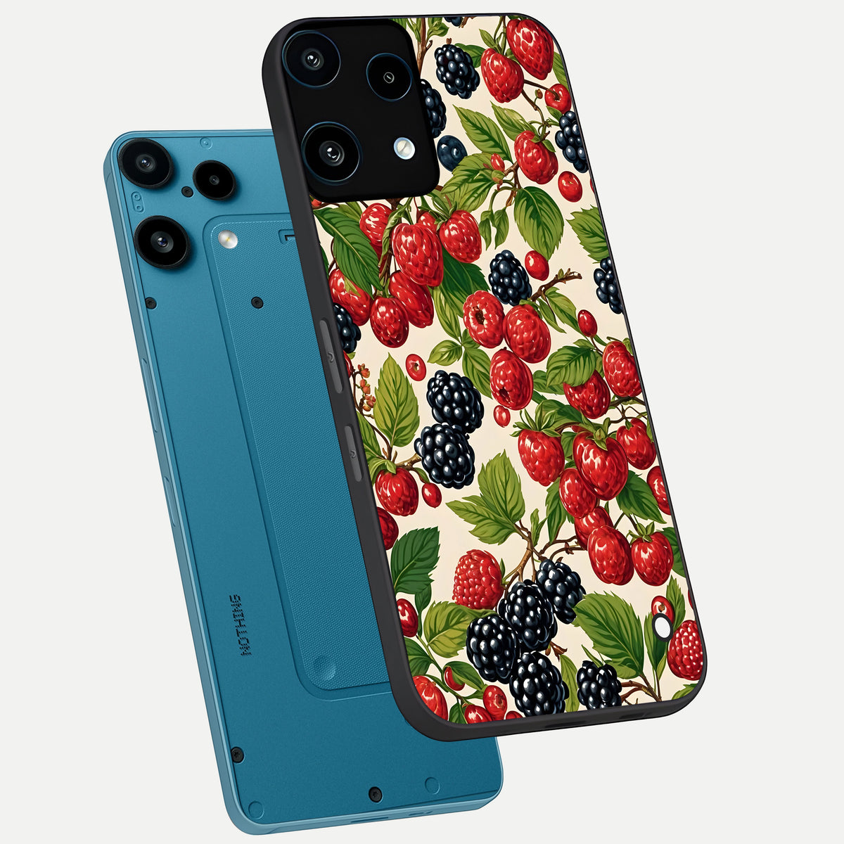  Mixed Berry Collage phone case For Nothing Phone 3A Lite showing premium glass back cover with detailed artwork