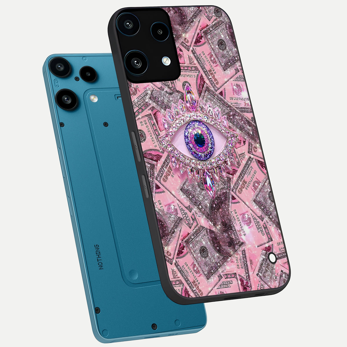  Money Eye Luxe phone case For Nothing Phone 3A Lite showing premium glass back cover with detailed artwork
