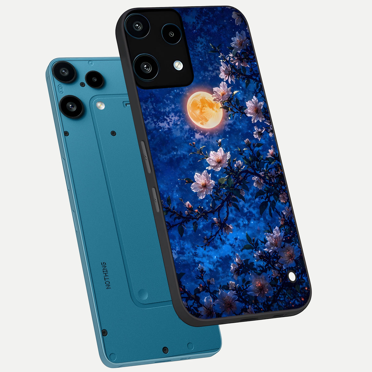  Moonlit Blossoms Night phone case For Nothing Phone 3A Lite showing premium glass back cover with detailed artwork