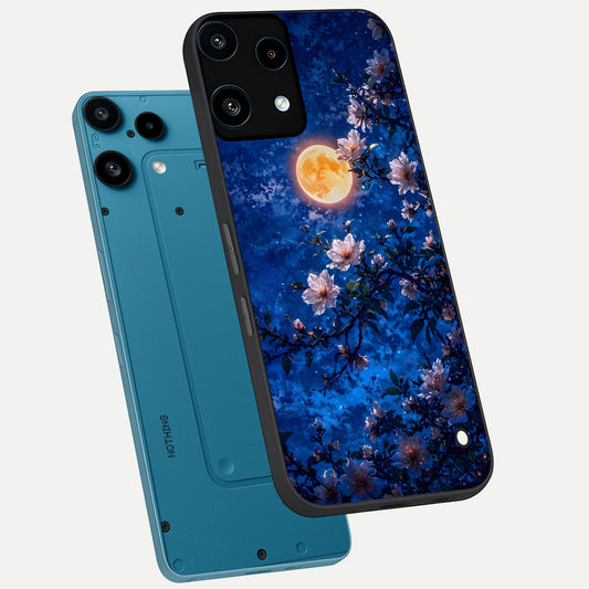  Moonlit Blossoms Night phone case For Nothing Phone 3A Lite showing premium glass back cover with detailed artwork
