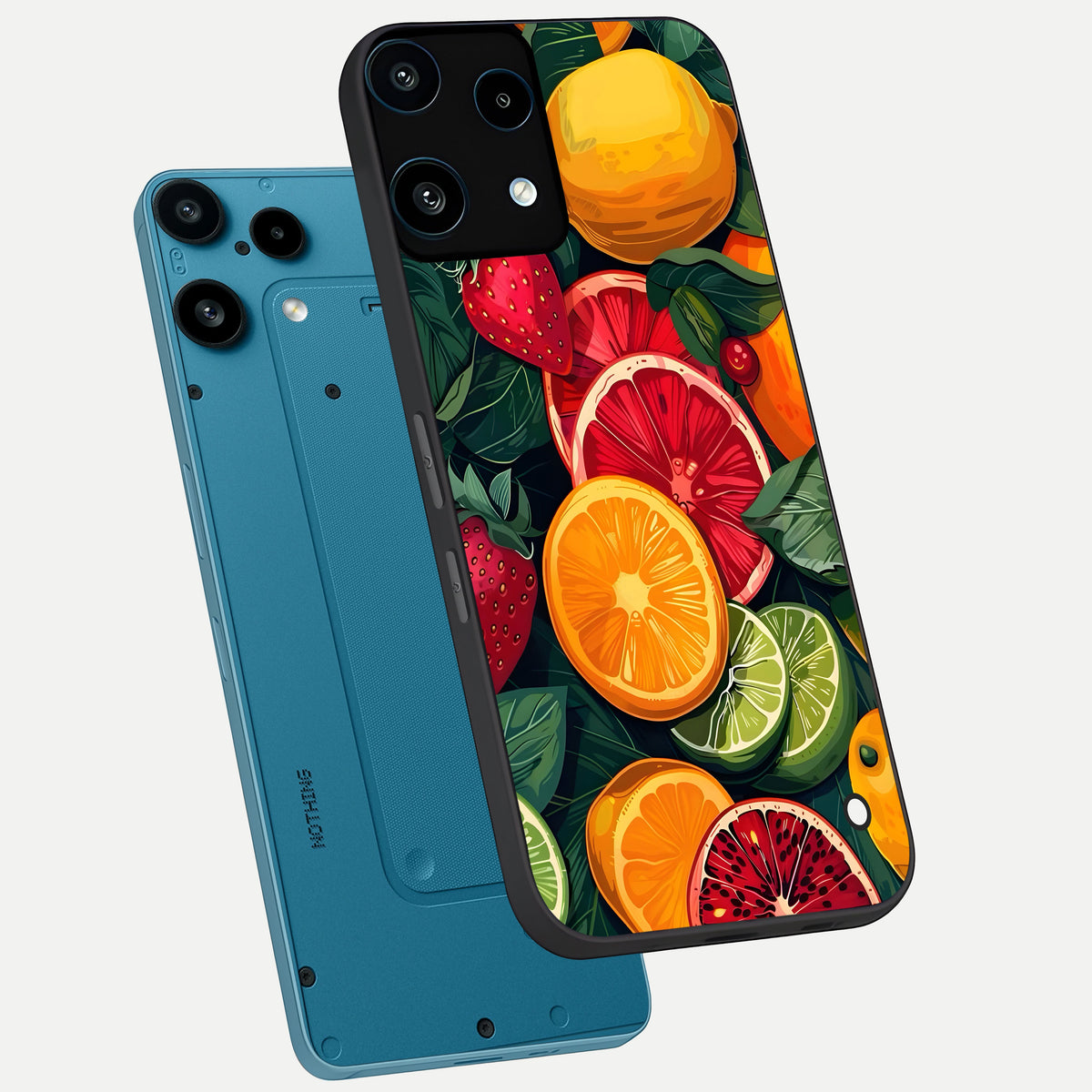  Multiple Fruits phone case For Nothing Phone 3A Lite showing premium glass back cover with detailed artwork