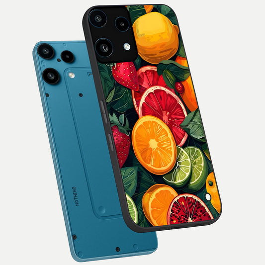 Multiple Fruits phone case For Nothing Phone 3A Lite showing premium glass back cover with detailed artwork