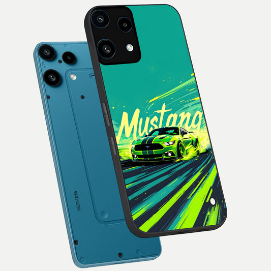  Mustang Bang phone case For Nothing Phone 3A Lite showing premium glass back cover with detailed artwork