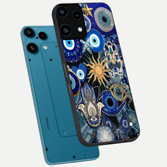  Mystic Blue Evil Eye phone case For Nothing Phone 3A Lite showing premium glass back cover with detailed artwork