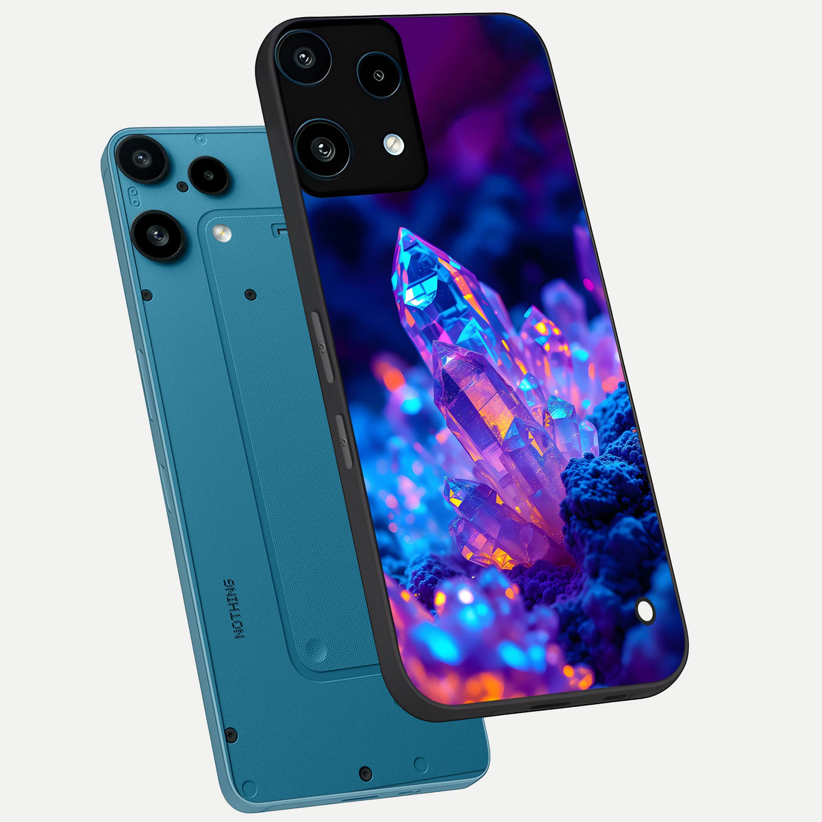  Neon Aura Shards phone case For Nothing Phone 3A Lite showing premium glass back cover with detailed artwork