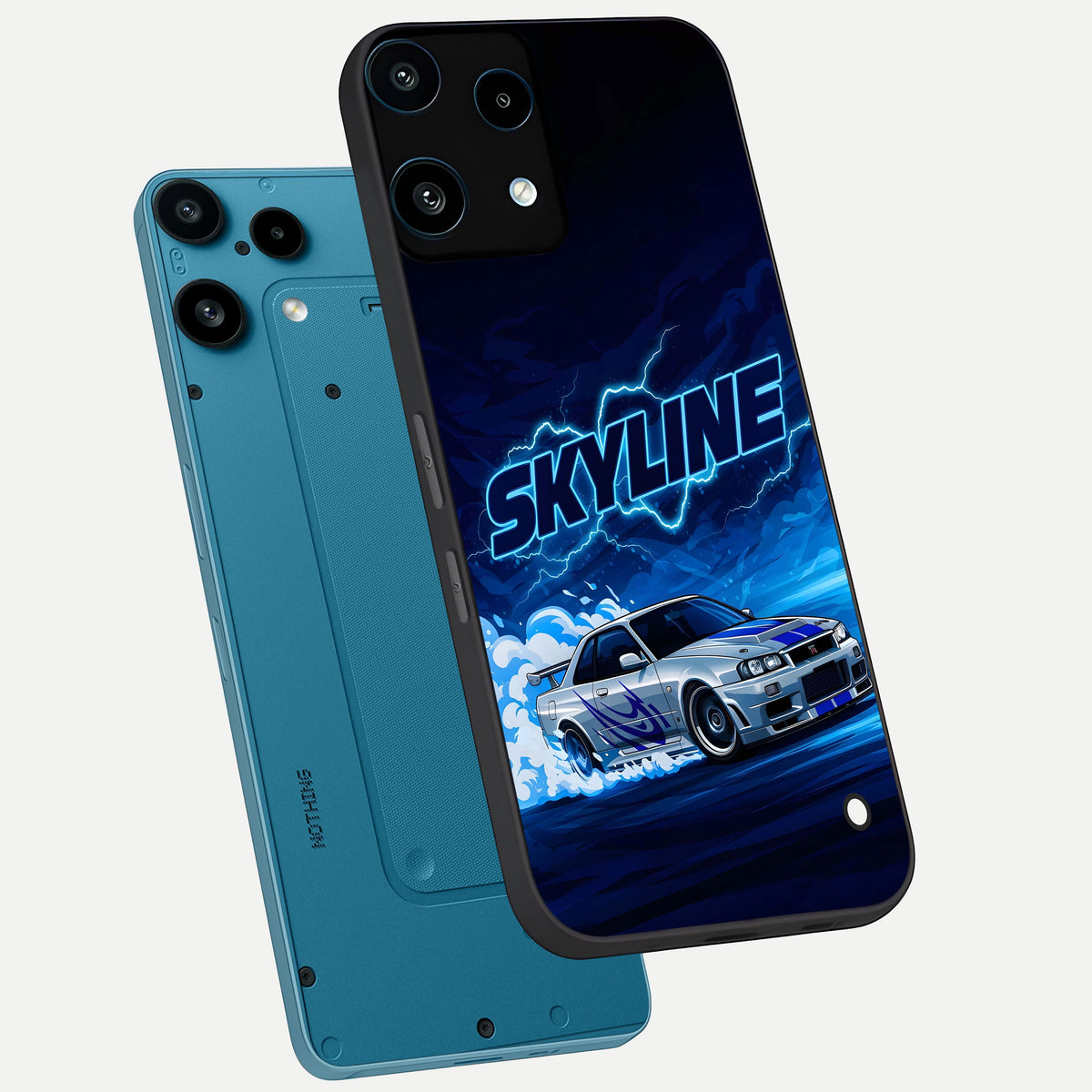  Neon Drift Beast phone case For Nothing Phone 3A Lite showing premium glass back cover with detailed artwork