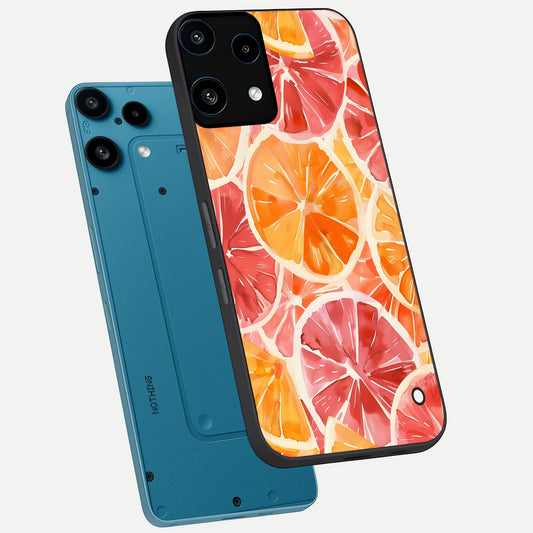  Orange Fruits Pattern phone case For Nothing Phone 3A Lite showing premium glass back cover with detailed artwork