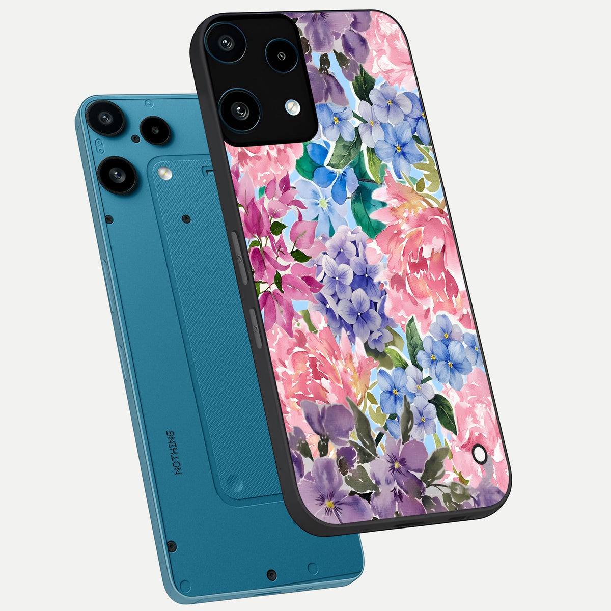  Pastel Floral Mix phone case For Nothing Phone 3A Lite showing premium glass back cover with detailed artwork