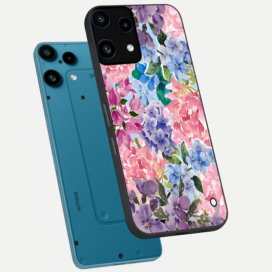  Pastel Floral Mix phone case For Nothing Phone 3A Lite showing premium glass back cover with detailed artwork