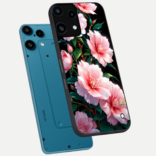  Peach Flower phone case For Nothing Phone 3A Lite showing premium glass back cover with detailed artwork