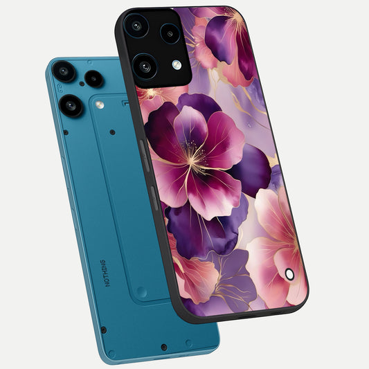  Pink Bouquet Florals phone case For Nothing Phone 3A Lite showing premium glass back cover with detailed artwork