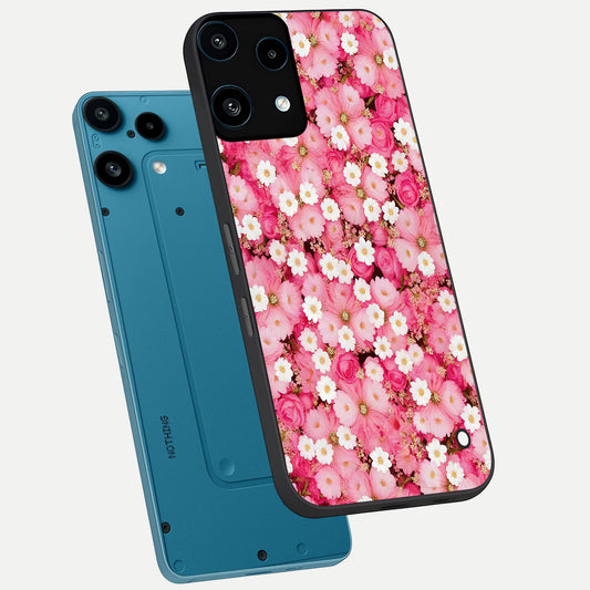  Pink Daisy Bliss phone case For Nothing Phone 3A Lite showing premium glass back cover with detailed artwork