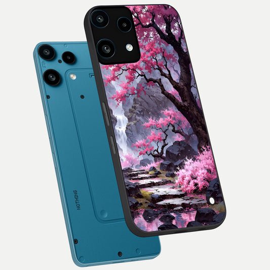  Pink Sunflower Glow phone case For Nothing Phone 3A Lite showing premium glass back cover with detailed artwork