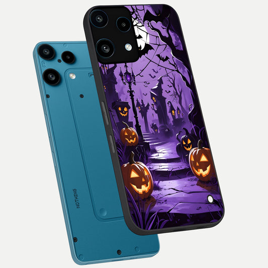  Pumpkin Patch Halloween phone case For Nothing Phone 3A Lite showing premium glass back cover with detailed artwork