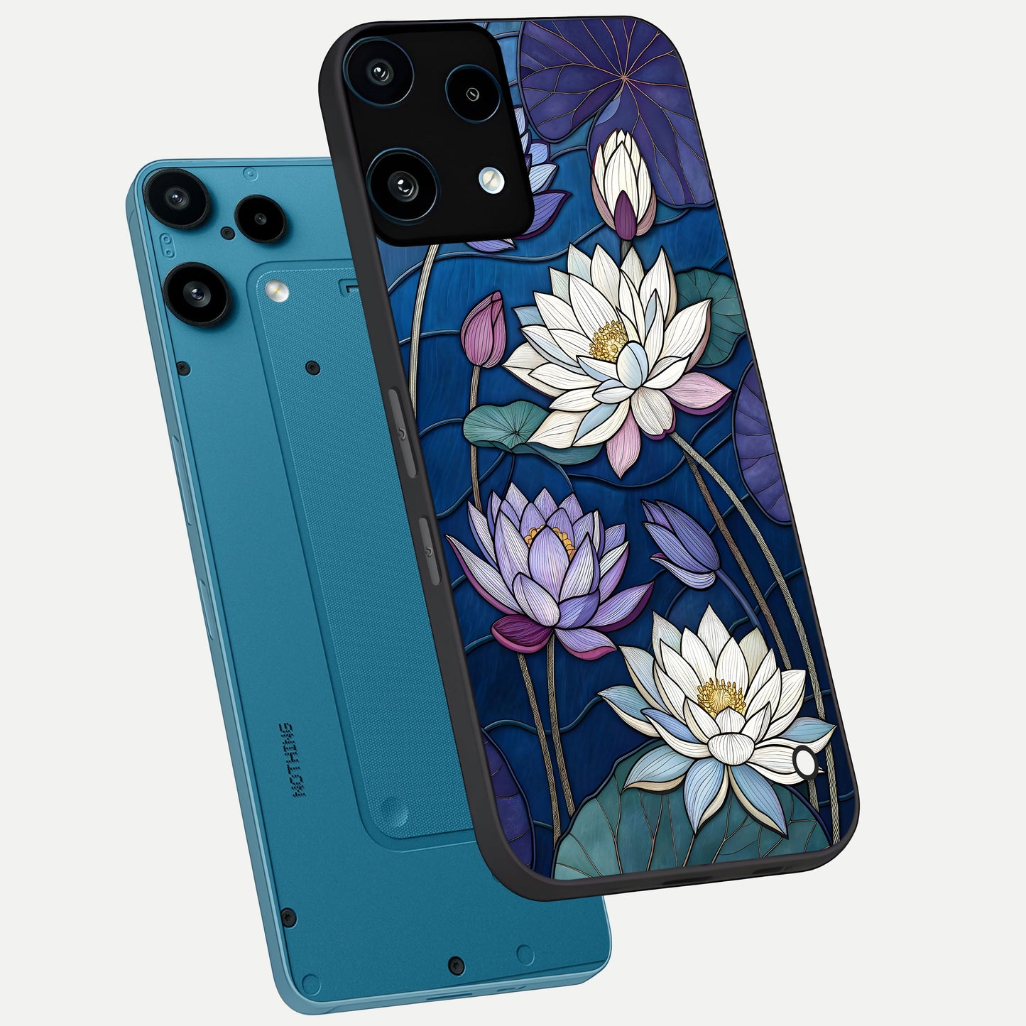  Purple Lotus Stained phone case For Nothing Phone 3A Lite showing premium glass back cover with detailed artwork