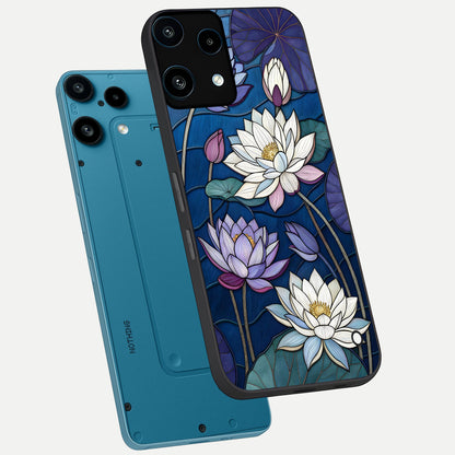  Purple Lotus Stained phone case For Nothing Phone 3A Lite showing premium glass back cover with detailed artwork