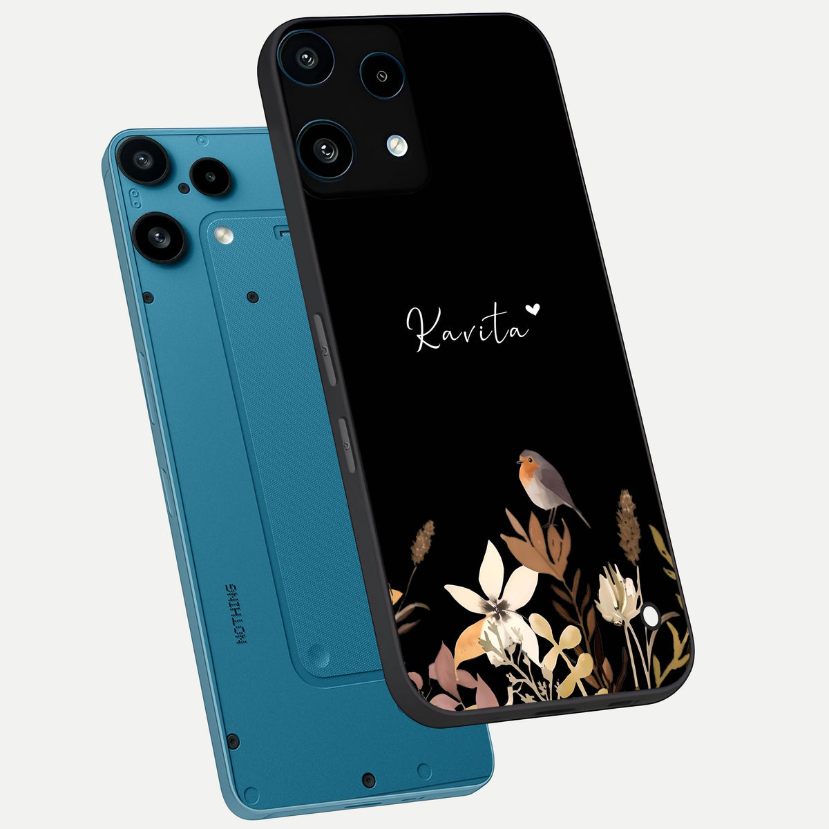  Quiet Garden Tune Custom Name phone case For Nothing Phone 3A Lite showing premium glass back cover with detailed artwork