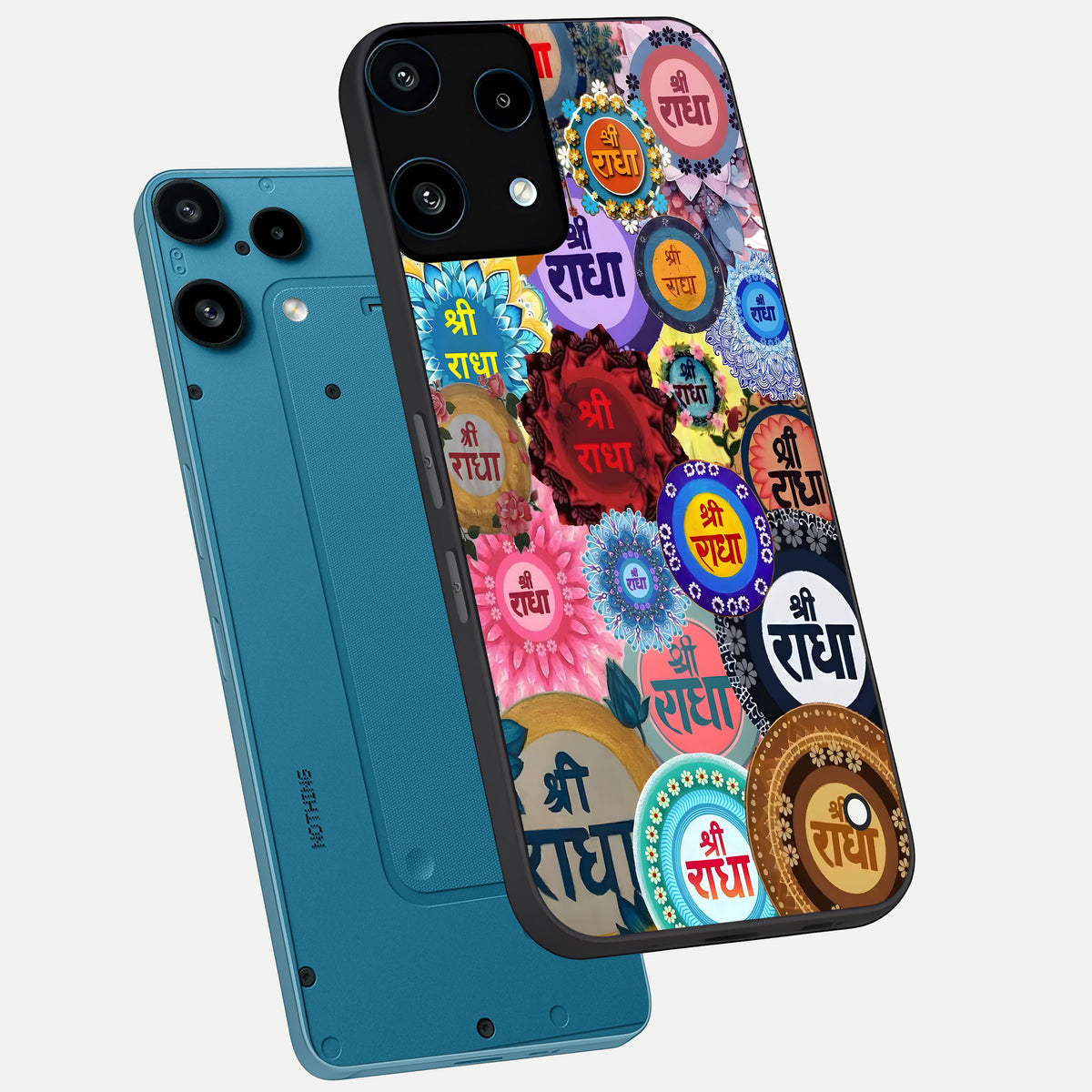  Radha Divine Bloom phone case For Nothing Phone 3A Lite showing premium glass back cover with detailed artwork