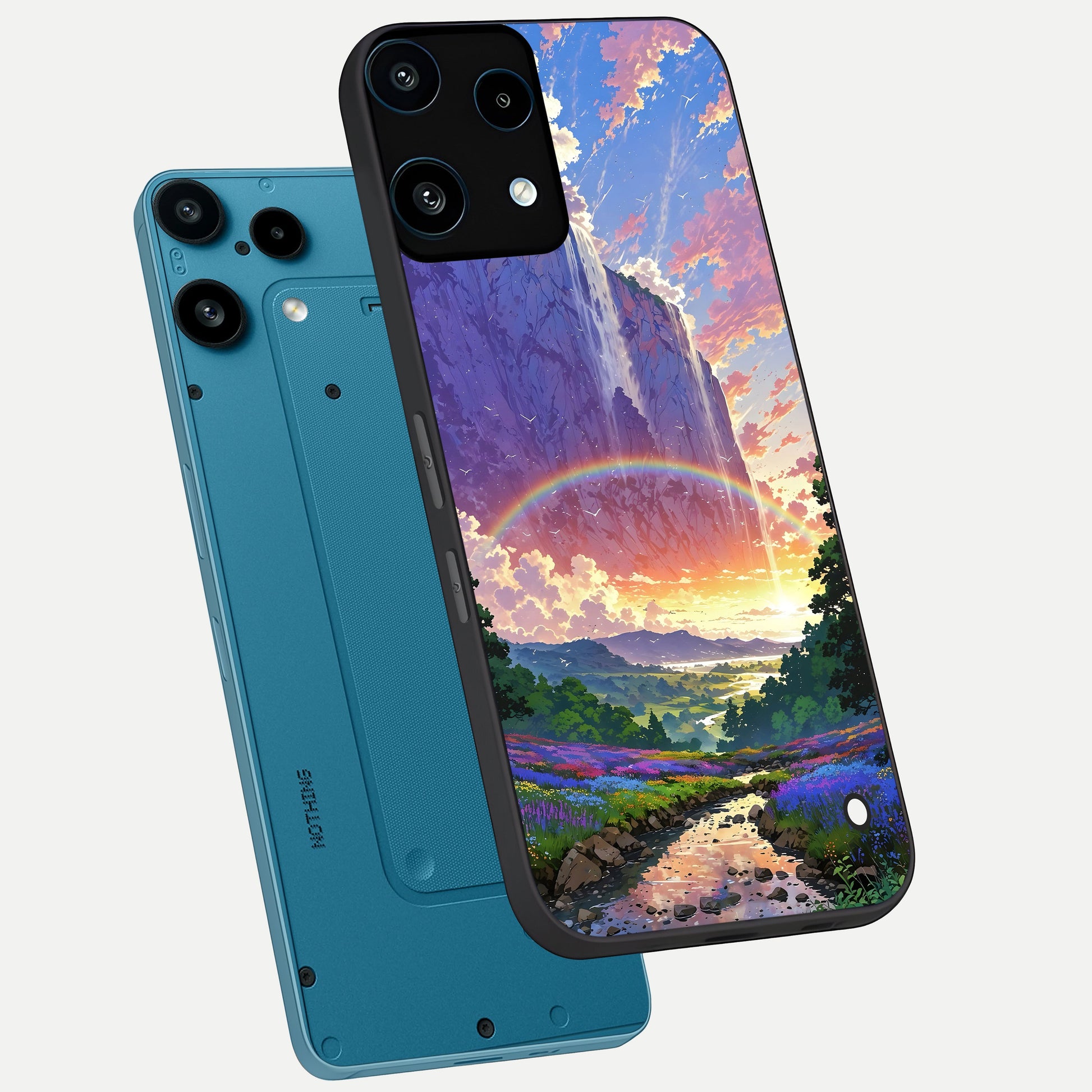  Rainbow Valley Dream phone case For Nothing Phone 3A Lite showing premium glass back cover with detailed artwork