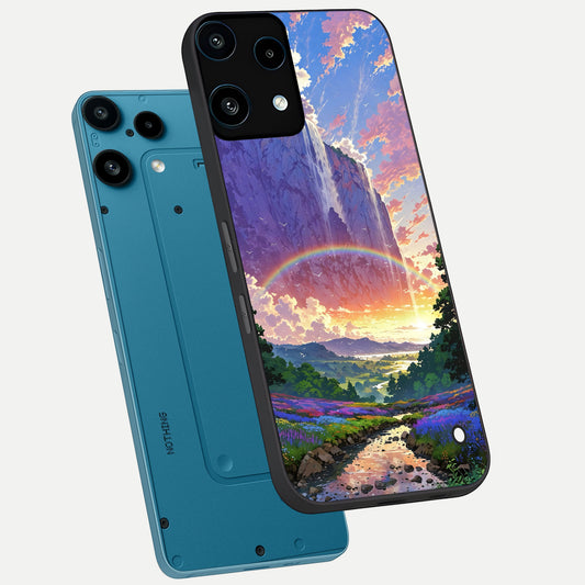  Rainbow Valley Dream phone case For Nothing Phone 3A Lite showing premium glass back cover with detailed artwork