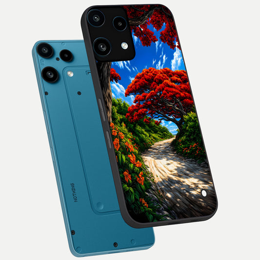  Red Trees Pathway phone case For Nothing Phone 3A Lite showing premium glass back cover with detailed artwork
