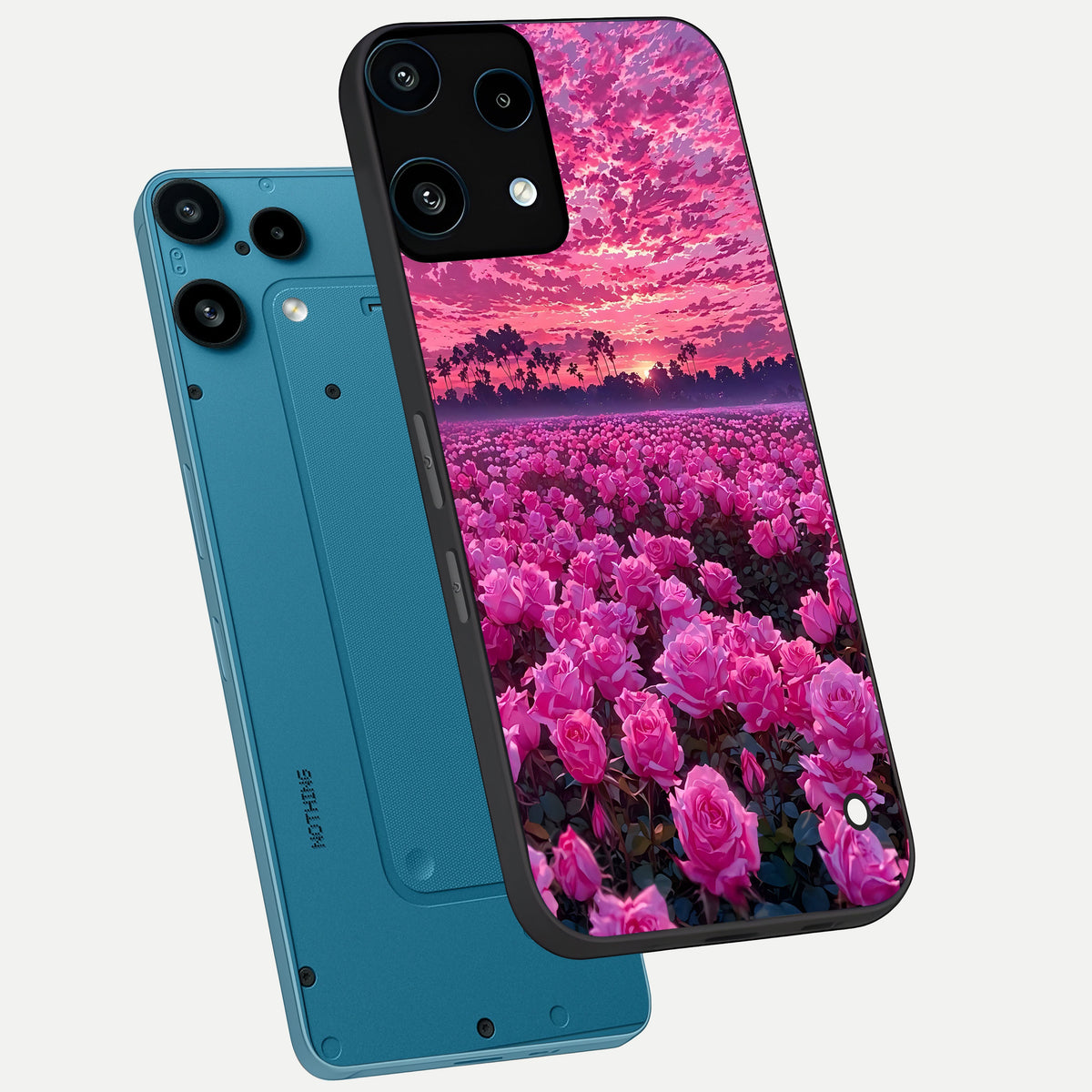  Rose Sunset Valley phone case For Nothing Phone 3A Lite showing premium glass back cover with detailed artwork